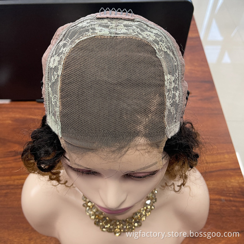 100% Raw Indian Hair Color 1b/27, Unprocessed Closure Wig 4x4,Factory Wholesale Price Curly Raw Hair Indian Wig
